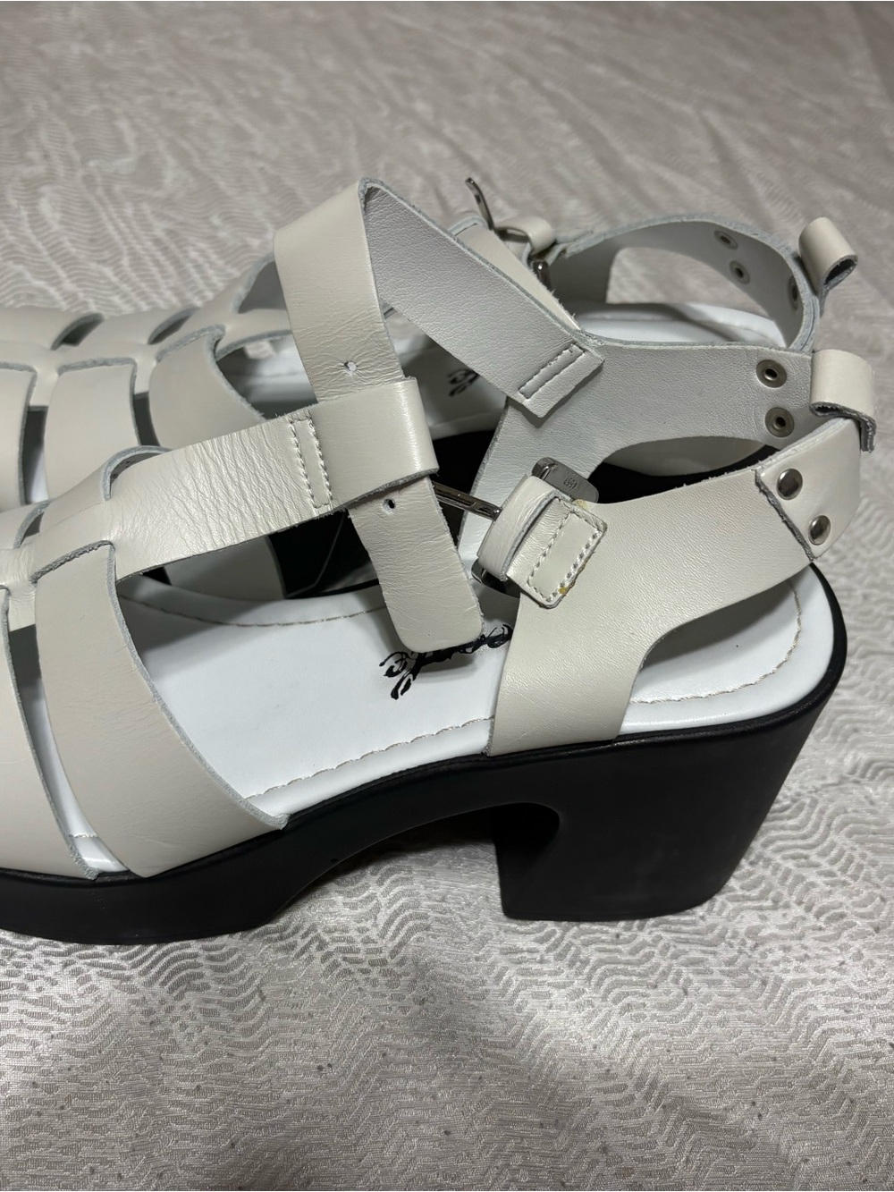 Free People Fishermen Women’s Leather Block Heel Sandals - Size 38 - Picture 6 of 16